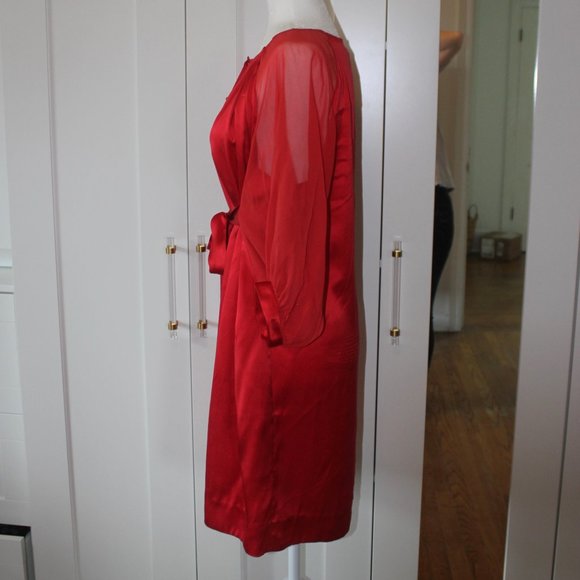 Crispin & Basilio red sheer-sleeve dress - Picture 2 of 3